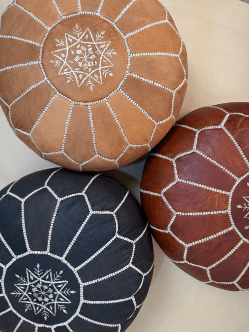 Moroccan Leather Pouf 